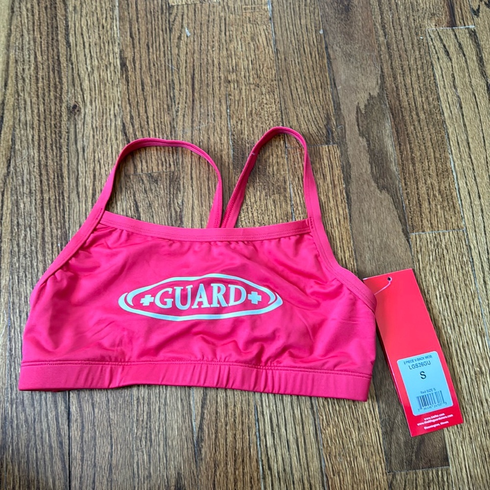 Small Lifeguard bikini top, red and never worn